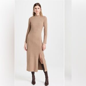 Z Supply Ribbed Knit Midi Dress – Tan, Size S, Sleek + Stretchy